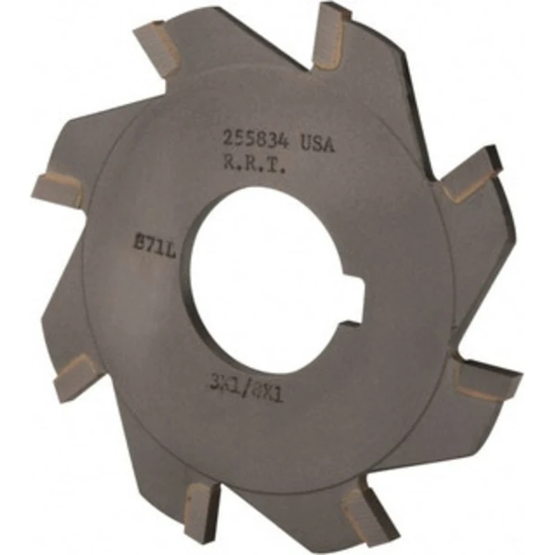 Made in USA 3 x 1/8, 1 Arbor, 8-Tooth Carbide-Tipped Slitting & Slotting Saw Uncoated, RH Cut, Straight Teeth, Contai...